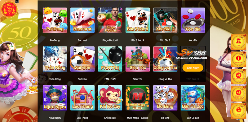 Các loại game bài tại SV388